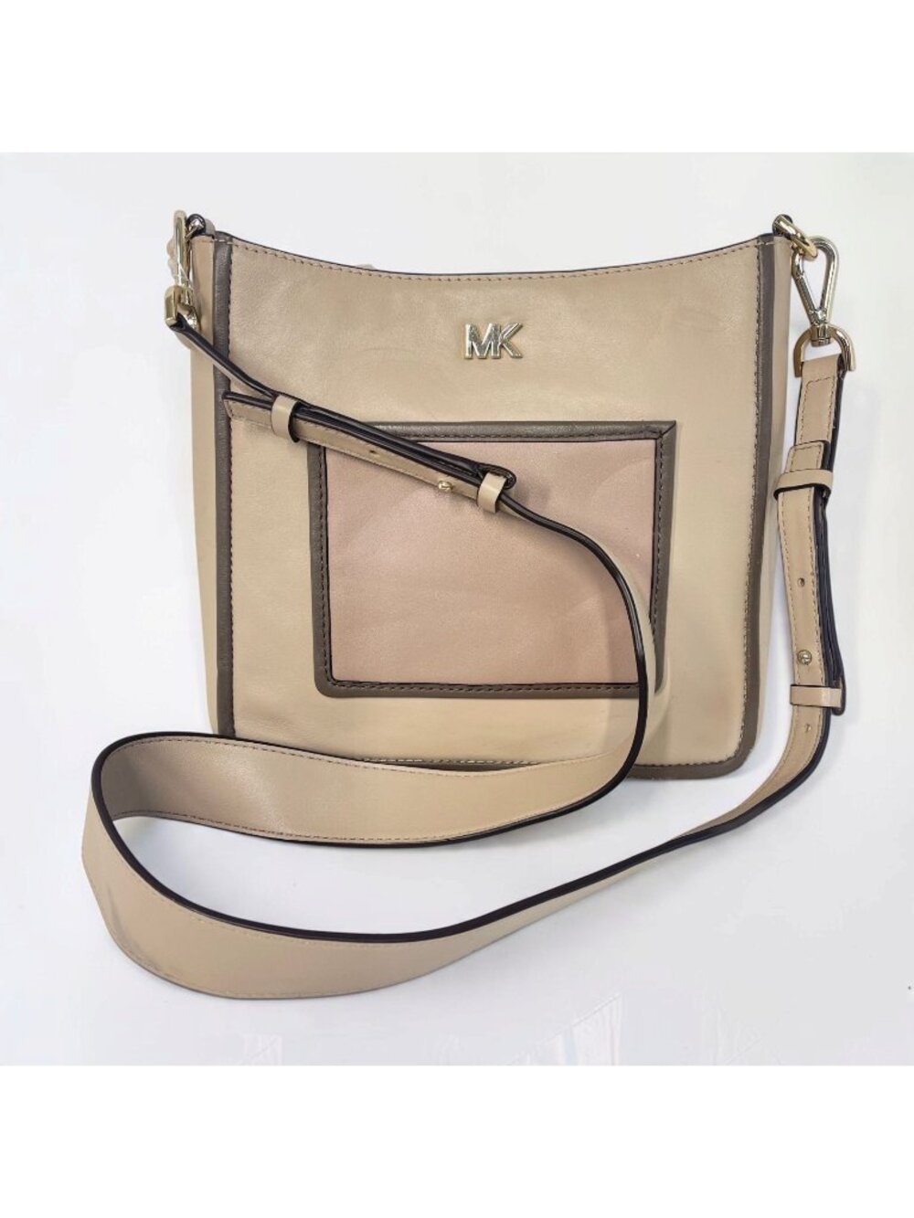 Michael Kors Gloria Leather Pocket Swing Pack Crossbody Bag - Beige Blush